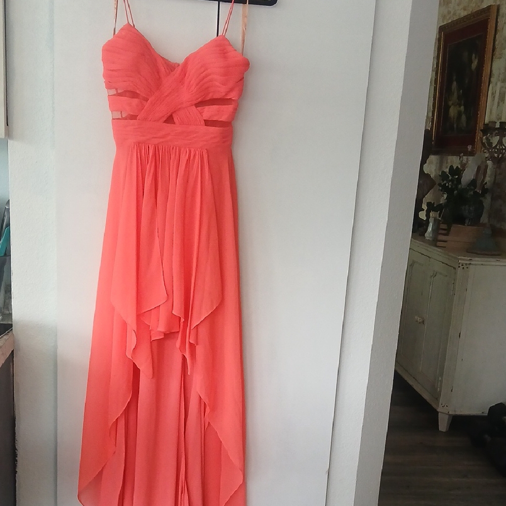Deb Pink Asymmetrical Ruched Sundress for Prom